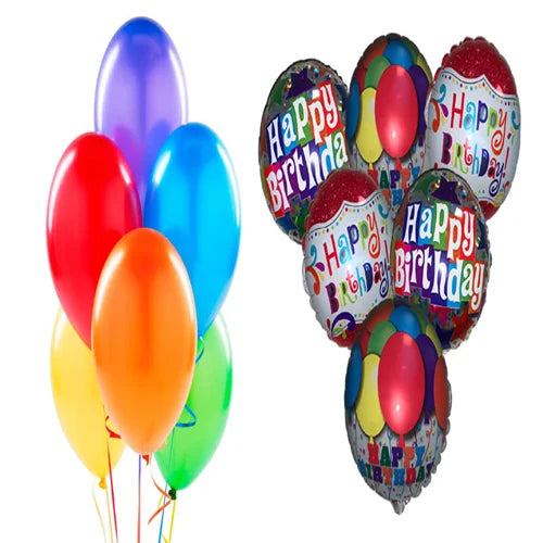 Helium Balloons 10 + 1 Happy Birthday Foil Balloon