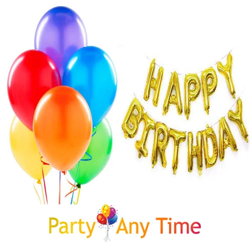 helium balloons 10 + happy birthday foil balloon Combo Package