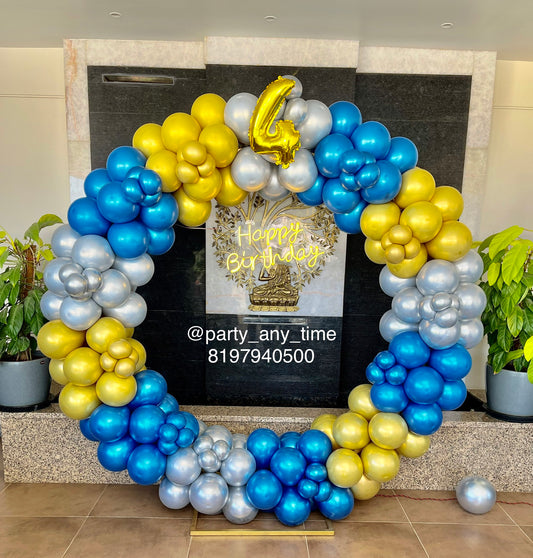 4th birthday chrome balloon arch